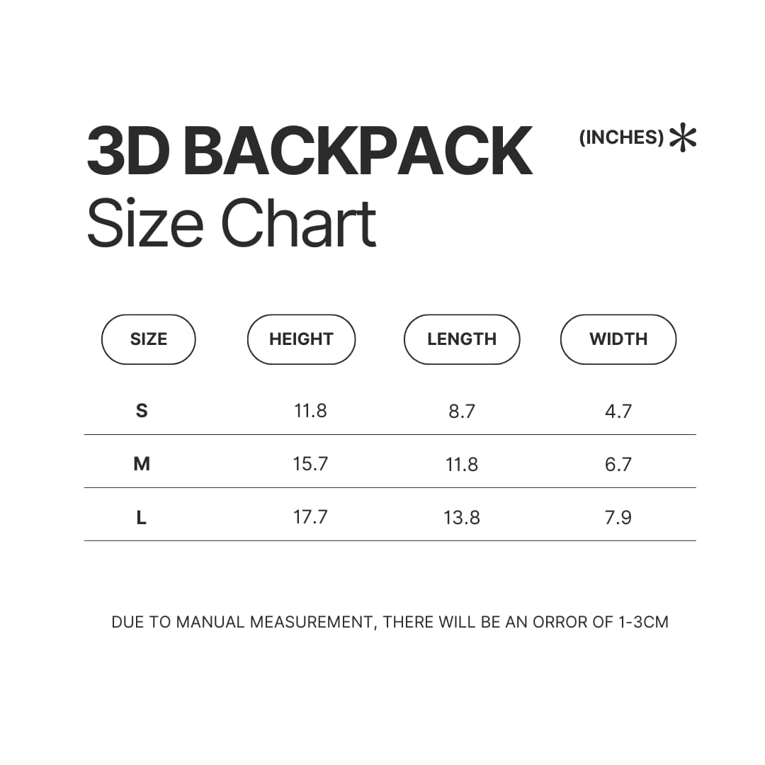 3D Backpack Size Chart - MAMAMOO Merch