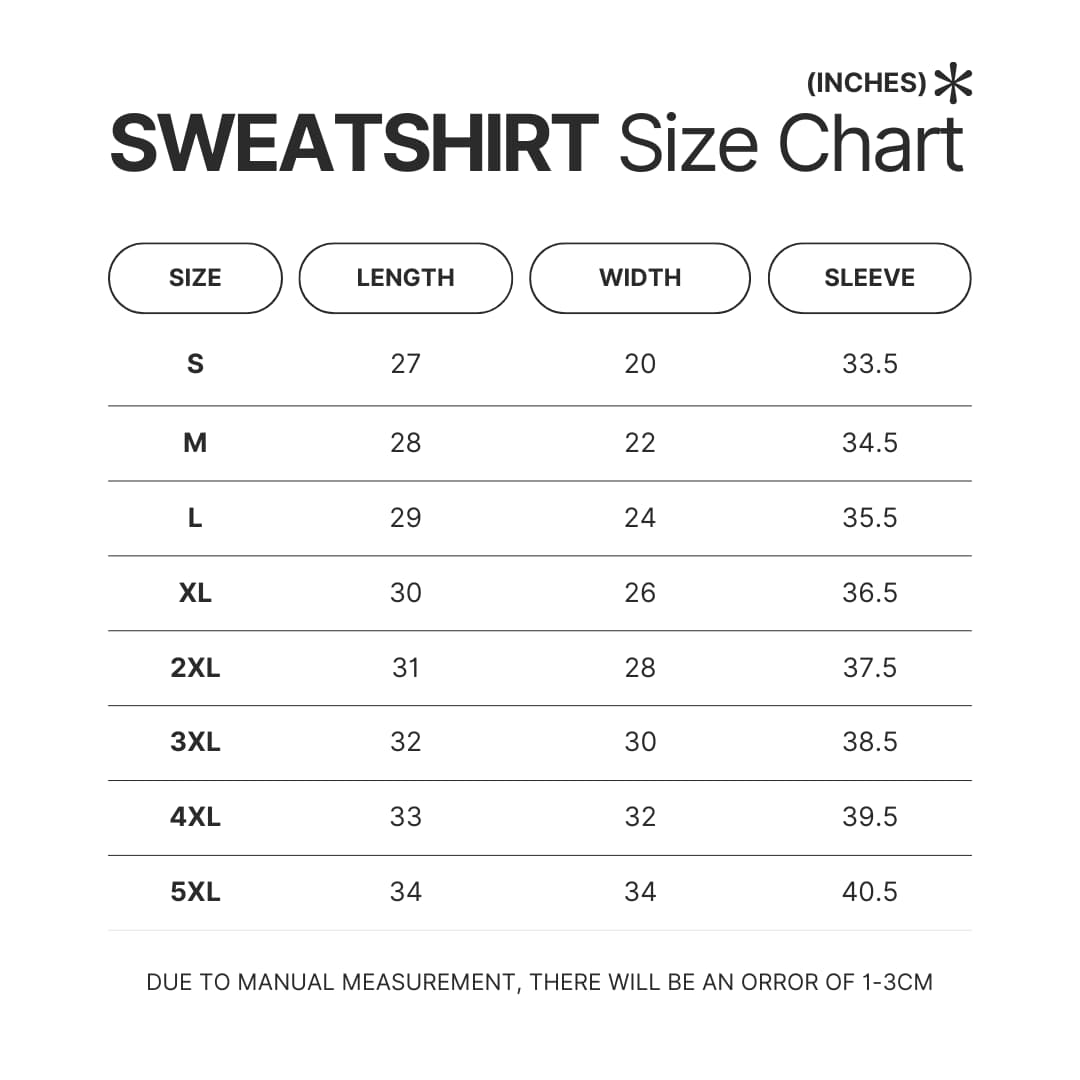 Sweatshirt Size Chart - MAMAMOO Merch